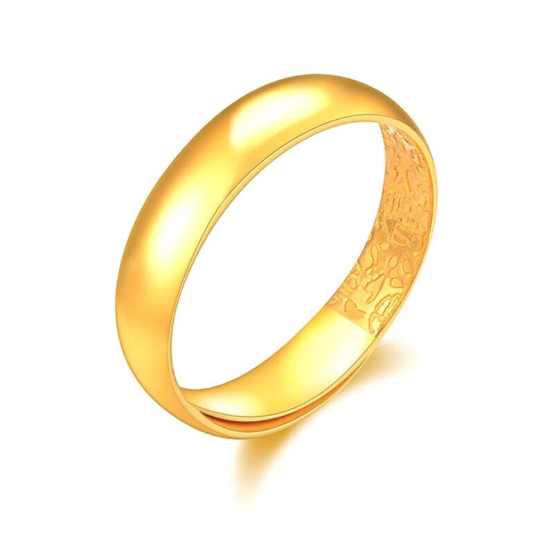 黄金戒指男女款经典光圈999足金光面情侣对戒订婚结婚素圈指